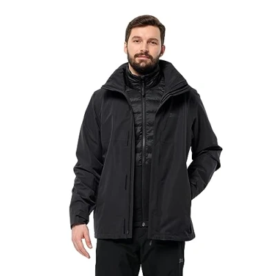 Abbildung von Jack Wolfskin Luntal Regenjacke / wasserabweisende Jacke, Herren, Größe: Large, Black