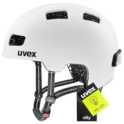 Abbildung von uvex City 4 Leichter Helm für Damen und Herren individuelle Größenanpassung inkl. LED Licht White Skyfall matt 58 61 cm