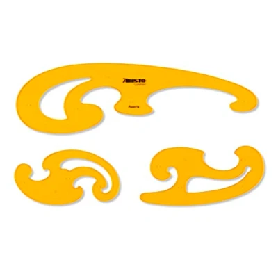 Abbildung von Aristo AR5039 Burmester Kurvenlineale (3 Stück, unterschiedliche Größen und Ausführungen) orange transparent