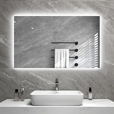Abbildung von byecold Infrarotheizung Spiegel mit LED Beleuchtung 580 Watt Spiegelheizung Infrarot Badspiegel 100x60 CM Badezimmerspiegel Wandheizung Heizplatte Heizpaneel Heizkörper Überhitzungsschutz