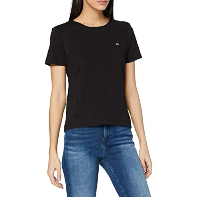 Abbildung von Tommy Hilfiger Damen TJW Slim Jersey C Neck T Shirt, Schwarz, S