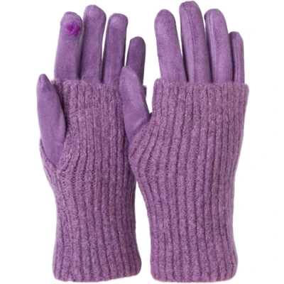 Abbildung von styleBREAKER Damen Touchscreen Stoff Handschuhe mit abnehmbaren Strick Stulpen, warme Fingerhandschuhe, Winter 09010022, Farbe:Flieder