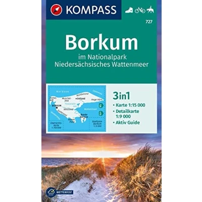 Abbildung von KOMPASS Wanderkarte 727 Borkum im Nationalpark Niedersächsisches Wattenmeer 1:15.000: 3in1 Wanderkarte, mit Aktiv Guide und Detailkarte. Fahrradfahren. Reiten.