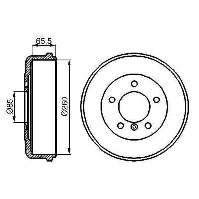 Abbildung von BOSCH 0 986 477 038 Bremstrommel 300 Hinterachse MERCEDES BENZ: T1 Minibus, G Class Off Road
