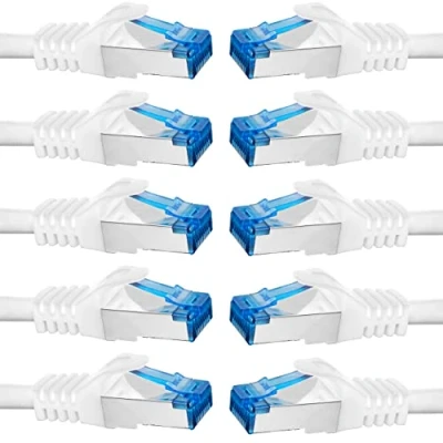 Abbildung von BIGtec 10 Stück 0,25m CAT.7 Gigabit Patchkabel Netzwerkkabel weiß Kupferkabel Patch Ethernt LAN DSL Kabel CAT7 (RJ45, Cat 7, S/FTP PIMF) 25cm