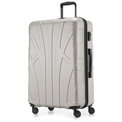 Abbildung von suitline großer Hartschalen Koffer Trolley Rollkoffer XL Reisekoffer, TSA, 76 cm, ca. 96 110 Liter, 100% ABS Matt, Matt Weiß