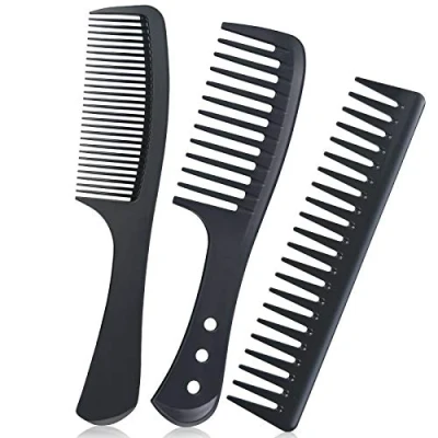 Abbildung von URAQT Breiter Zahnkamm Kit, 3PCS Profi Friseur Kamm, Barbier Haarstyling Salon Lockenkamm Hitzebeständiger Antistatischer Carbon Hair Comb für Männer und Frauen