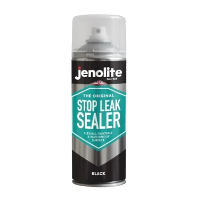 Abbildung von JENOLITE Stop Leak Dichtungsspray SCHWARZ 400 ml Wasserdichtes Leckversiegelung für Dachrinnen und Flachdächer Dachrinnenversiegelung, Dachreparatur, Flachdachreparatur