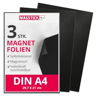 Abbildung von 3er Set Magnet Folie in DIN A4 I selbstklebend, rohbraun schwarz zum Basteln für Foto Bild Motiv Stanzen Kühlschrank Lehrer diy mag_002