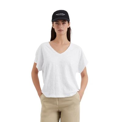 Abbildung von Marc O&#039;Polo V NECK Short Sleeve Tshirt basic, Damen, Größe: Large, White