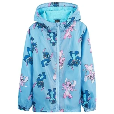 Abbildung von Disney Lilo und Stitch Regenjacke Kinder für Mädchen von 4 14 Jahren mit Fleece Gefüttert Frühling (Blau, 5 6 Jahre)