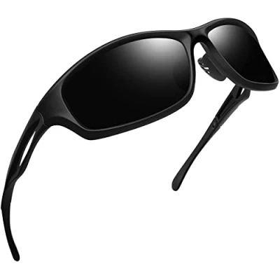 Abbildung von Joopin Sportbrille Herren Polarisiert Sportsonnenbrille Polbrille und Radsportbrille Fahrerbrille Schnelle Brille Schwarz Sportlich Sonnenbrille Autofahren UV400 (Matt Schwarz)
