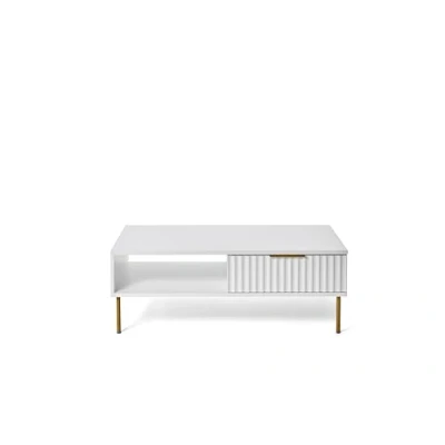 Abbildung von Jahnke Carve Coffee SK Couchtisch, Engineered Wood, Weiss/Goldfarben, One Size