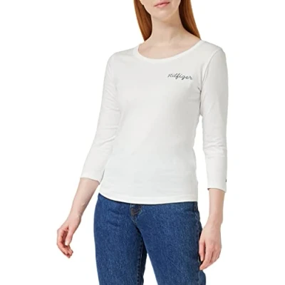 Abbildung von Tommy Hilfiger Damen Langarmshirt Basic, Weiß (Ecru), XL