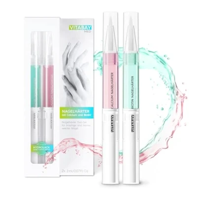 Abbildung von Vitabay Nagelhärter Duo Set 2x 2 ml Nagelpflegestift mit Calcium und Biotin Nagelpflege brüchige Nägel extra stark Nail repair Nagelhautpflege Nagelpflegeprodukte care feste
