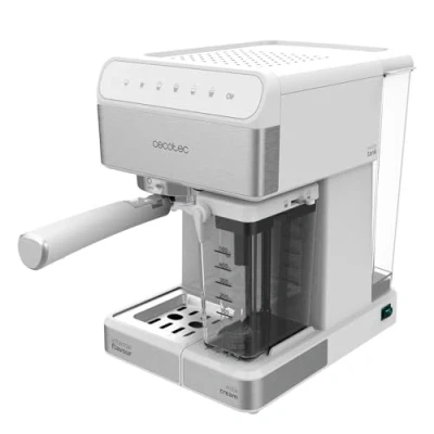 Abbildung von Cecotec Kaffemaschine Power Instant ccino 20 Touch. 1350 W, Siebträger, bar Druck, 1&#039;4 L Wassertank, Thermoblock, Milchbehälter, Touch Bedienung, Weiß