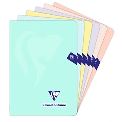 Abbildung von Clairefontaine 308682C Heft Mimesys, DIN A5, 14,8x21cm, 48 Blatt, 90g, kariert, ideal für die Schule, wasserfest Einband aus Polypropylen, Pastell sortiert, 1 Stück