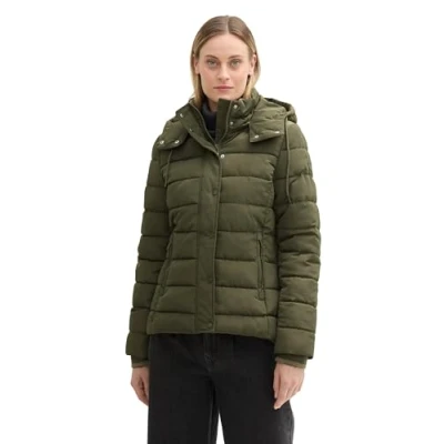 Abbildung von TOM TAILOR Damen Steppjacke mit Abnehmbarer Kapuze, 23802 Urban Olive Green, S
