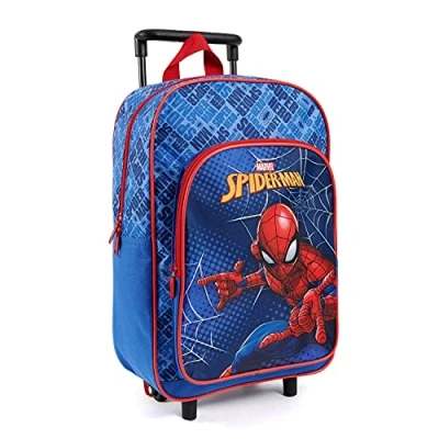 Abbildung von PERLETTI Spiderman Kinderrucksack Kinder 3 4 5 6 Jahre Marvel Superheld Kindergartenrucksack Jungen mit 2 Rollen und Fronttasche Spider Man Trolley Backpack Kleinkind Kindergarten 36x25x12 cm