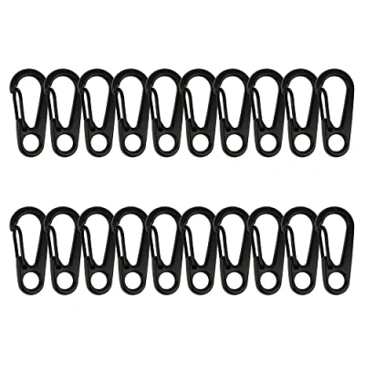 Abbildung von Temlum Aluminium Karabinerhaken, 3,3 cm Mini Karabiner Set, Karabinerhaken mit Schnapp Verschluss, Schlüsselanhänger Haken für Camping, Reisen, Wandern (Schwarz, 20 Stück)