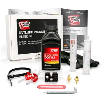 Abbildung von TB Entlüftungskit für SRAM/Avid hydraulische Scheibenbremsen Service Kit inkl. DOT 5.1 Bremsflüssigkeit Bleed Bremsen wie Avid Elixir SRAM Code etc.