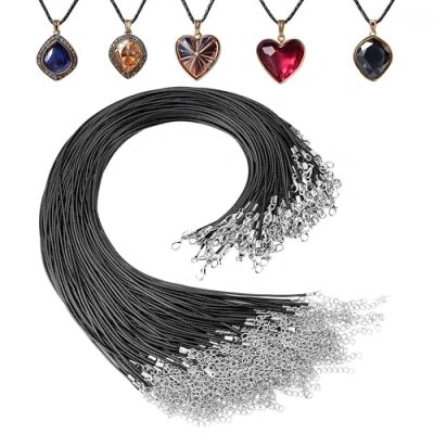 Abbildung von Kurtzy 120er Pack Schmuckband aus Polyester Kettenband Set mit Hummerverschluss Ideal für DIY Ketten basteln Zubehör von 120 Band Kette Schnüre Schwarz