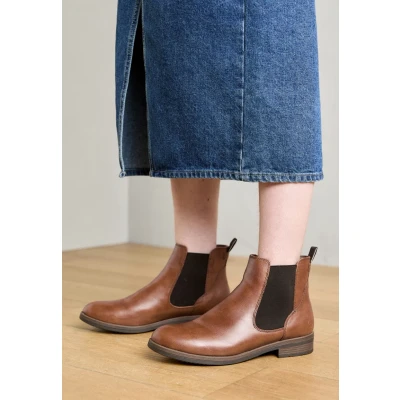 Abbildung von Tamaris Damen Chelsea Boots, Frauen Stiefeletten,TOUCHit Fußbett,uebergangsstiefel,Schlupfstiefel,flach,Boots,Stiefel,Bootee,Cognac,36 EU