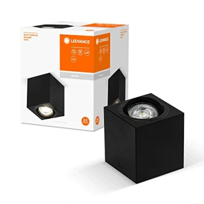 Abbildung von LEDVANCE Spot Surface Square Deckenaufbauspot, schwarz, mit GU10 Sockel, kann einfacher oder smarter Lampe bestückt werden, flexibler Ausstrahlwinkel, Schutzklasse IP20, hochwertiges Gehäuse