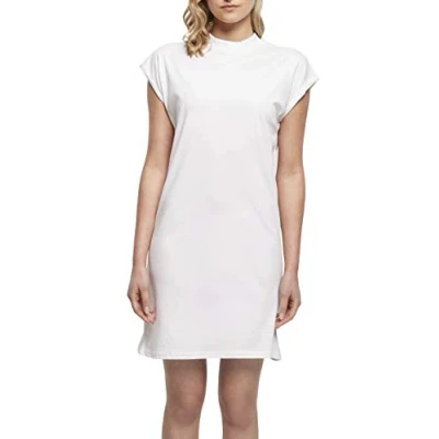 Abbildung von Build Your Brand Damen By101 ladies Turtle Extended Shoulder Casual Dress, Weiß, S EU