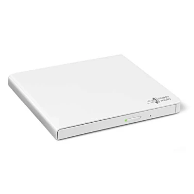 Abbildung von Hitachi LG GP57 Externer Portabler Super Multi DVD Brenner, Ultra Slim, USB 2.0, DVD+/ RW, CD ROM/RAM kompatibel, TV Anschluss, Windows 10 &amp; Mac OS Weiß