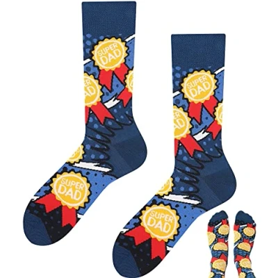 Abbildung von TODO Lustige Socken Damen und Herren, Coole mit Motiv Bunte, Mehrfarbige, Verrückte (47 50, Super Dad)