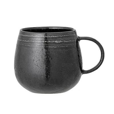 Abbildung von Bloomingville Keramik Tasse Teetasse Kaffeetasse mit Henkel Raben, schwarz, Keramik, handgemacht in Portugal