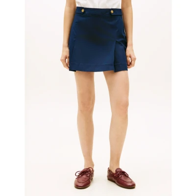 Abbildung von Tommy Hilfiger Pleated Twill MINI Skirt Faltenrock, Damen, Größe: 38, Dark night navy
