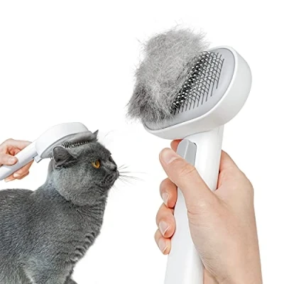 Abbildung von aumuca Katzenbürste Langhaar und Kurzhaar, Haarentfernung mit Einem Klick Katzen bürste, Hautverträglich Katzenhaarbürste, Fellbürste für Katze Hund zum Entfernen von Losem Fell Massage