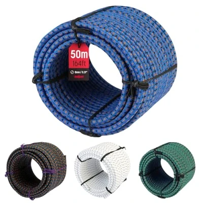 Abbildung von MAGMA Elastisches Seil Bungee für Schwimmbadabdeckungen 8mm, 50m. Gummiseil Schwimmbad, Angeln, Segeln, Bootfahren, Camping &amp; Tarpaulin Planen, Innen, Außen, Küche, Werkstatt, Garten (Blau)