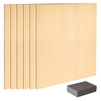 Abbildung von BELLE VOUS 6er Pack Holzplatten zum Basteln Sperrholz 2 mm 30x30cm Unbearbeitetes Holz DIY Handwerk Projekt Perfekt für Brandmalerei, Malen, Basteln, Modellieren &amp; Pyrographie