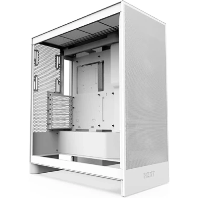 Abbildung von NZXT H7 Flow RGB Mid Tower ATX Airflow Gehäuse mit Lüftern Unterstützt Lüfter im Boden zur direkten GPU Kühlung 360 mm Single Frame Kabelmanagement Weiß