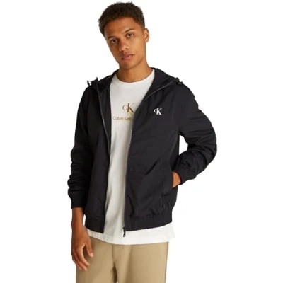 Abbildung von Calvin Klein Jeans Hooded Leichte Jacke, Herren, Größe: Large, Black