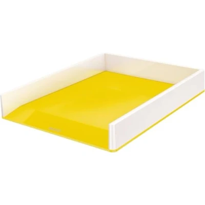 Abbildung von Leitz Briefkorb A4, 4er Pack, Zweifarbiges Design, Weiß/Gelb, Duo Colour, WOW, 53611016