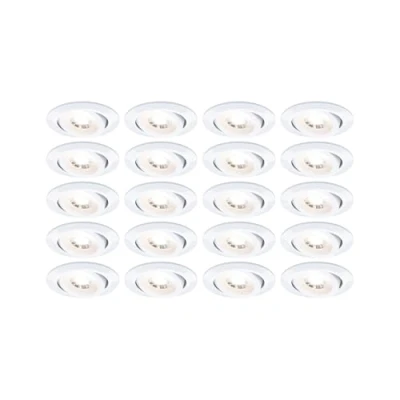 Abbildung von Paulmann 99997 LED Einbauleuchte 20er Pack schwenkbar 82mm 70 20x4,8W 20x450lm 230V 3000K Weiß matt