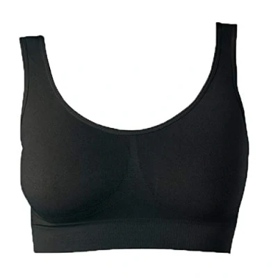 Abbildung von UnsichtBra Bustier Damen BH ohne Buegel Wohlfühl Bustiers Top Bügelloser Soft Bra Schlaf Still Sport Bralette in vielen Farben (wellbra_sngl)(L, Schwarz)