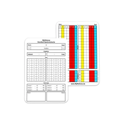 Abbildung von MyReferee Schiedsrichter Spielnotizkarten Handball Senioren 100 Stück Neue Generation