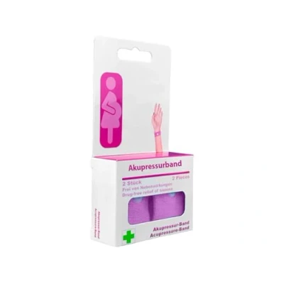 Abbildung von scarlet health Akupressurband »Pregnant«, 1 Paar Akupressur Armbänder gegen Übelkeit &amp; Seekrankheit, für Schwangere; Anti Übelkeitsband fürs Handgelenk, 2 elastische Bänder (Pink)