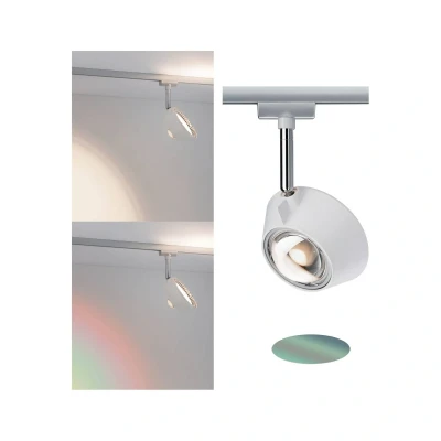 Abbildung von Paulmann Schienensystem Leuchten »URail Schienenspot Sabik Einzelspot 2700K 230V Weiß matt, Chrom matt«, (1 tlg.), dimmbar 800lm/390lm 9W