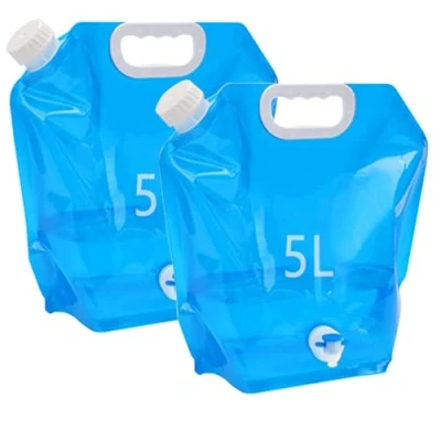 Abbildung von Kamiya 5L Faltbarer Wasserkanister mit Dichtem Deckel,Flexibler Wasserkanister,5 Liter Bpa Frei für Outdoor Camping (2 x Ventil)