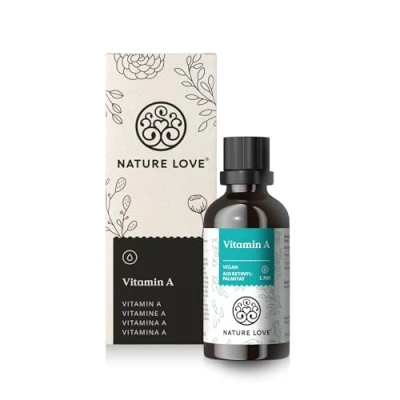 Abbildung von Vitamin A Tropfen 50 ml (1.700 Tropfen) Retinol aus Retinylpalmitat in MCT Öl ohne unnötige Zusätze Hochdosiert, vegan, laborgeprüft und Deutschland produziert