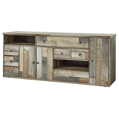 Abbildung von Stella Trading Bonanza Vintage Sideboard in Driftwood Optik ausdrucksstarkes Retro mit viel Stauraum für Ihren Wohnbereich 193 x 80 48 cm (B/H/T)