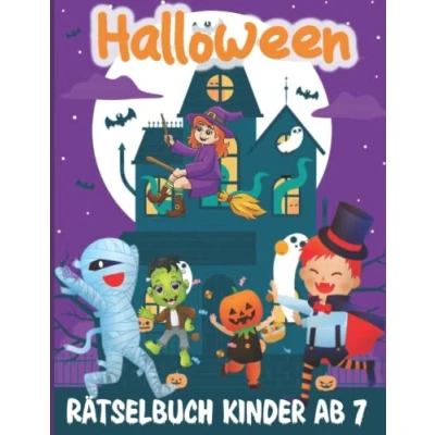 Abbildung von Halloween Rätselbuch für Kinder Ab 7 Jahre: Rätselblock Malen, Labyrinthe, Sudoku, Fehler suchen , Punkt zu punkt, Zeichnen Das große A4 Mädchen und Jungen