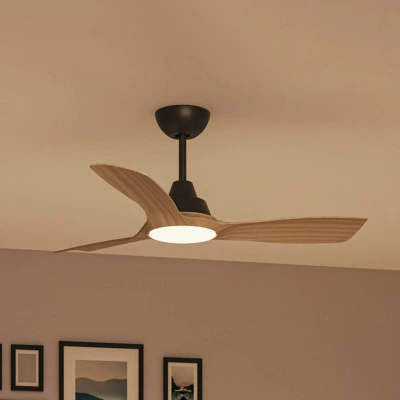 Abbildung von Philips Olas Deckenventilator, 3 Flügel, 107cm ⌀, 24 W LED Licht, Gleichstrommotor, Farbtemperaturbereich (3000K 4300K 6500K), dimmbar, Fernbedienung inkl., schwarz Holz