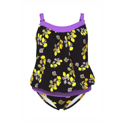 Abbildung von Ulla Popken Lemon Print SET Bikini, Damen, Größe: 42/44, Black